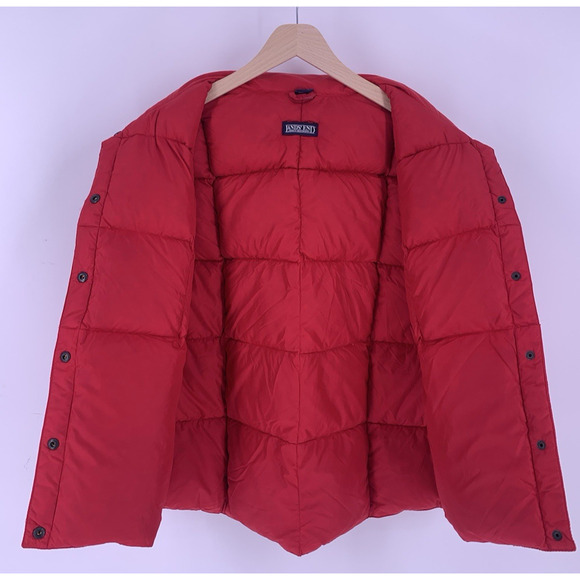 Lands' End Puffer Vest Red Snap Front Goose Down Quilted Gorpccore L - Picture 4 of 8